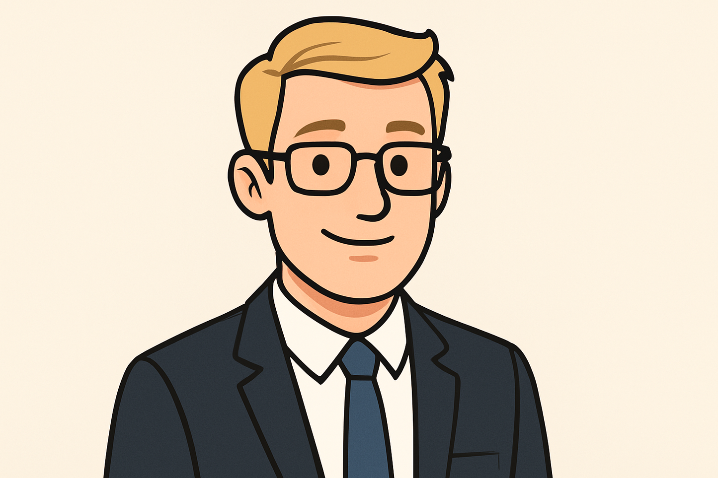 Cartoon male professional with blonde hair and glasses